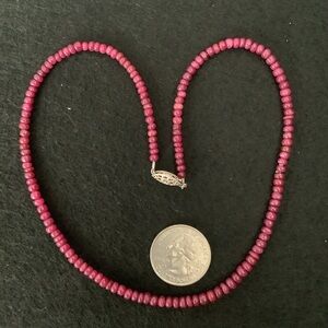 925 s silver Genuine ruby bead necklace.